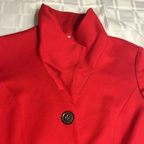 Cleo red pea coat ,SM, single breasted,career,winter,Xmas red,closet staple,EC - Picture 17 of 17